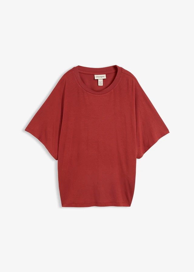 T-shirt en jersey viscose, Couleur: rouge désert