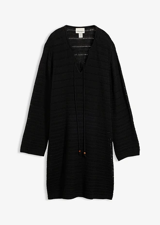 Gebreide mini jurk, Kleur: zwart