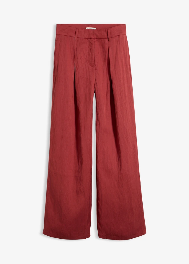 Pantaloni cu pense din amestec de viscoză