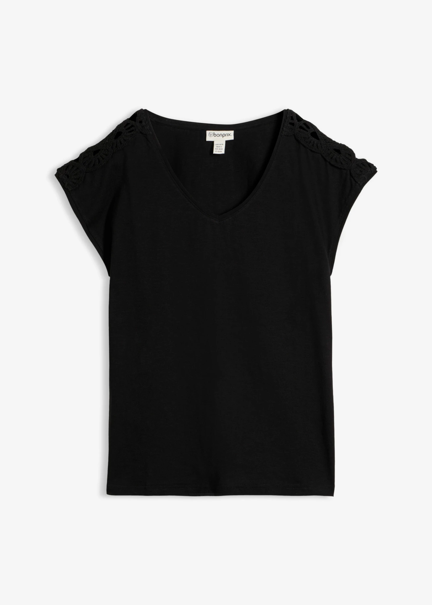 T-shirt à empiècements crochetés • noir • Boutique bonprix