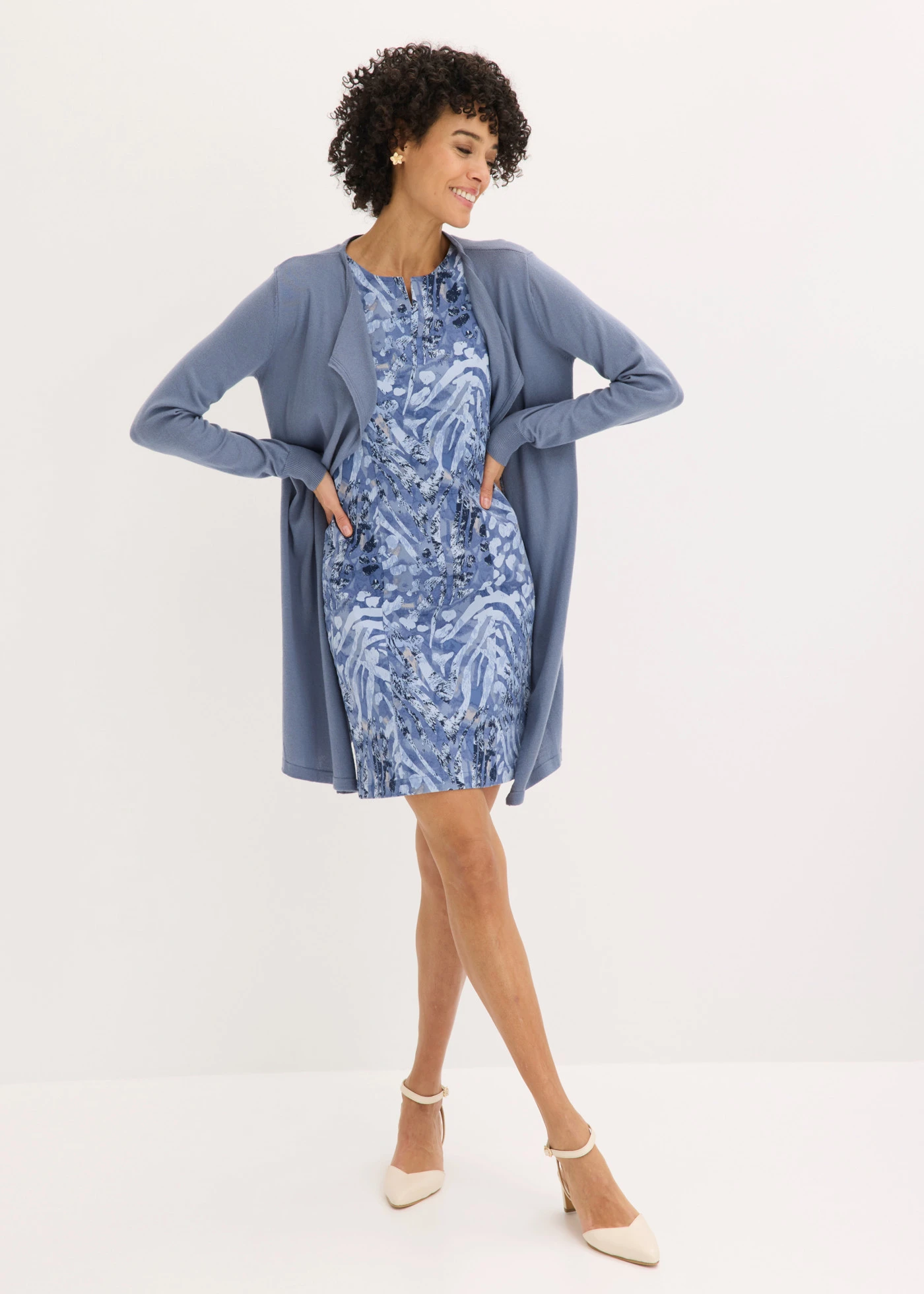 Rochie etui din bumbac • imprimat leo albastru soft-albastru fumuriu • magazin bonprix