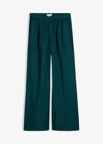 Broek in een viscosemix met plissélook, Kleur: diepgroen