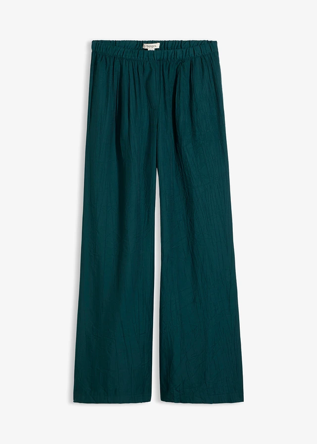 Pantaloni cu aspect plisat, din material cu vizcoză • verde profund • magazin bonprix