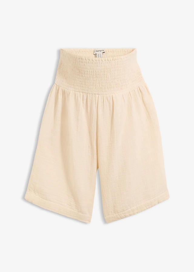 Bermuda de grossesse en gaze 100% coton • beige galet • Boutique bonprix