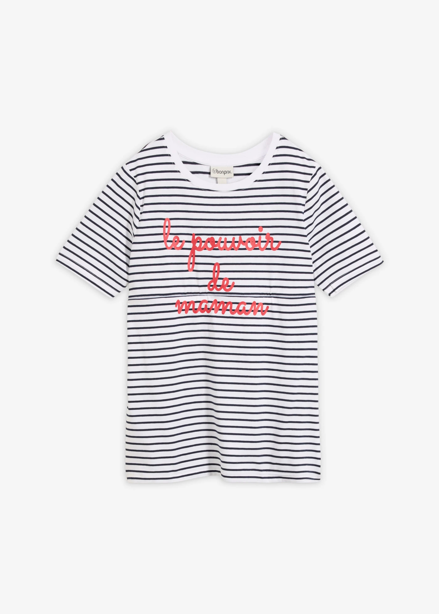 T-shirt 2w1 na okres ciąży i do karmienia z bawełny organicznej • biało-granatowy w paski • sklep bonprix