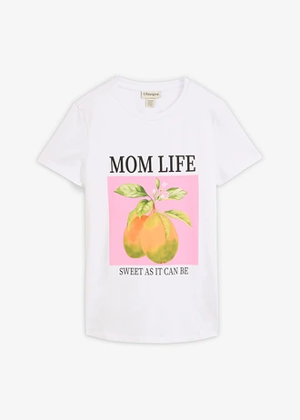 Zwangerschaps- en voedingsshirt van biologisch katoen, oversized • wit-roze • bonprix online shop