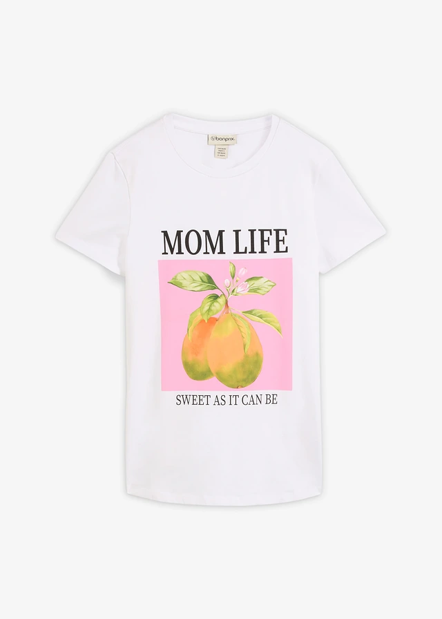 T-shirt 2 w 1 na okres ciąży i do karmienia z bawełny organicznej, oversize • biało-jasnoróżowy • sklep bonprix