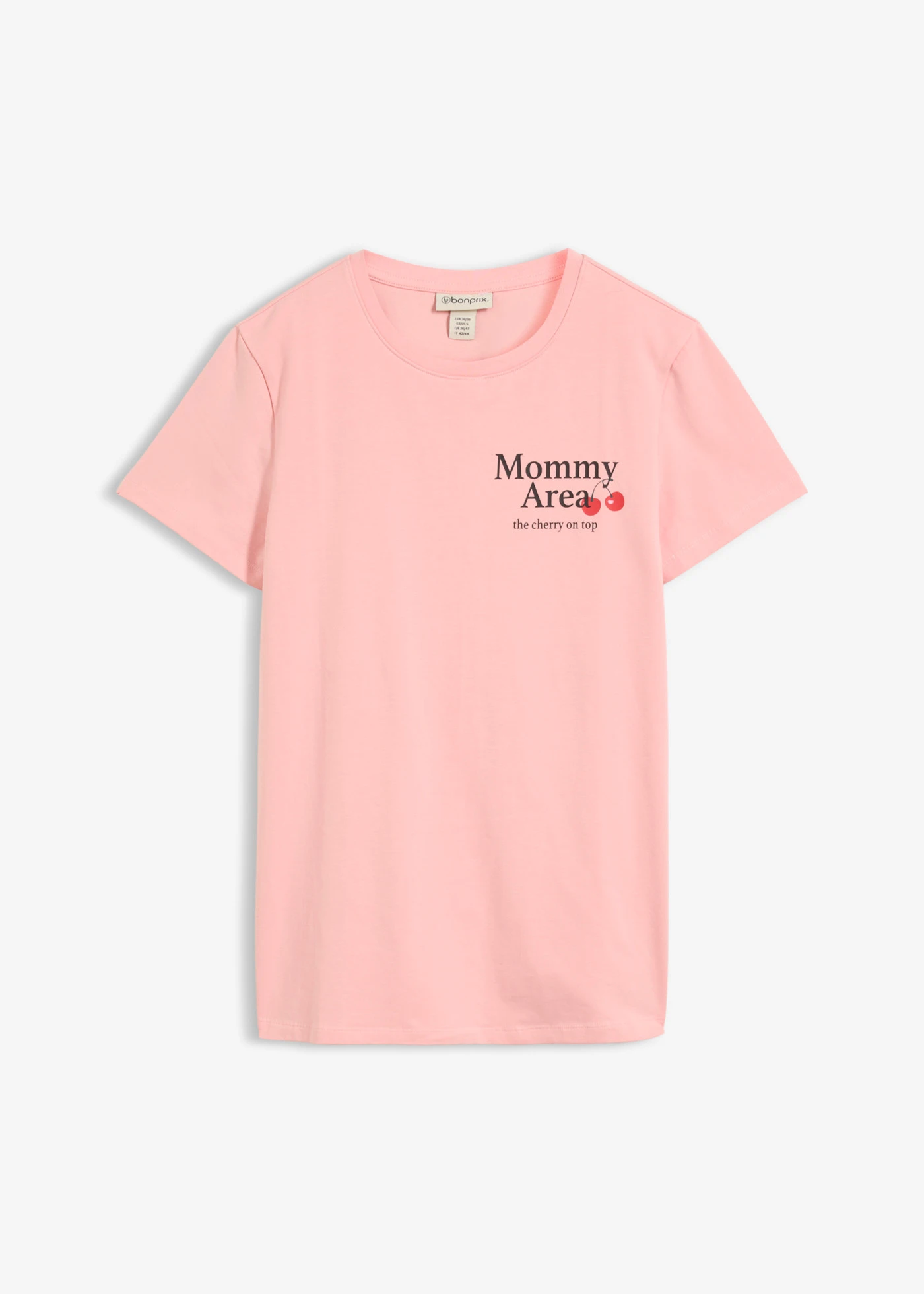 T-shirt oversize 2 w 1 na okres ciąży i do karmienia z bawełny organicznej, z nadrukiem na plecach • jasnoróżowy-czerwień lawy • sklep bonprix