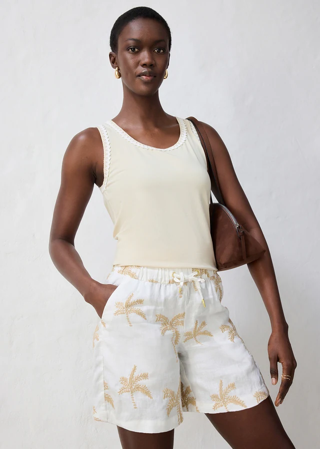 Short brodé 100% lin • écru-sable clair • product-page.page-title-suffix