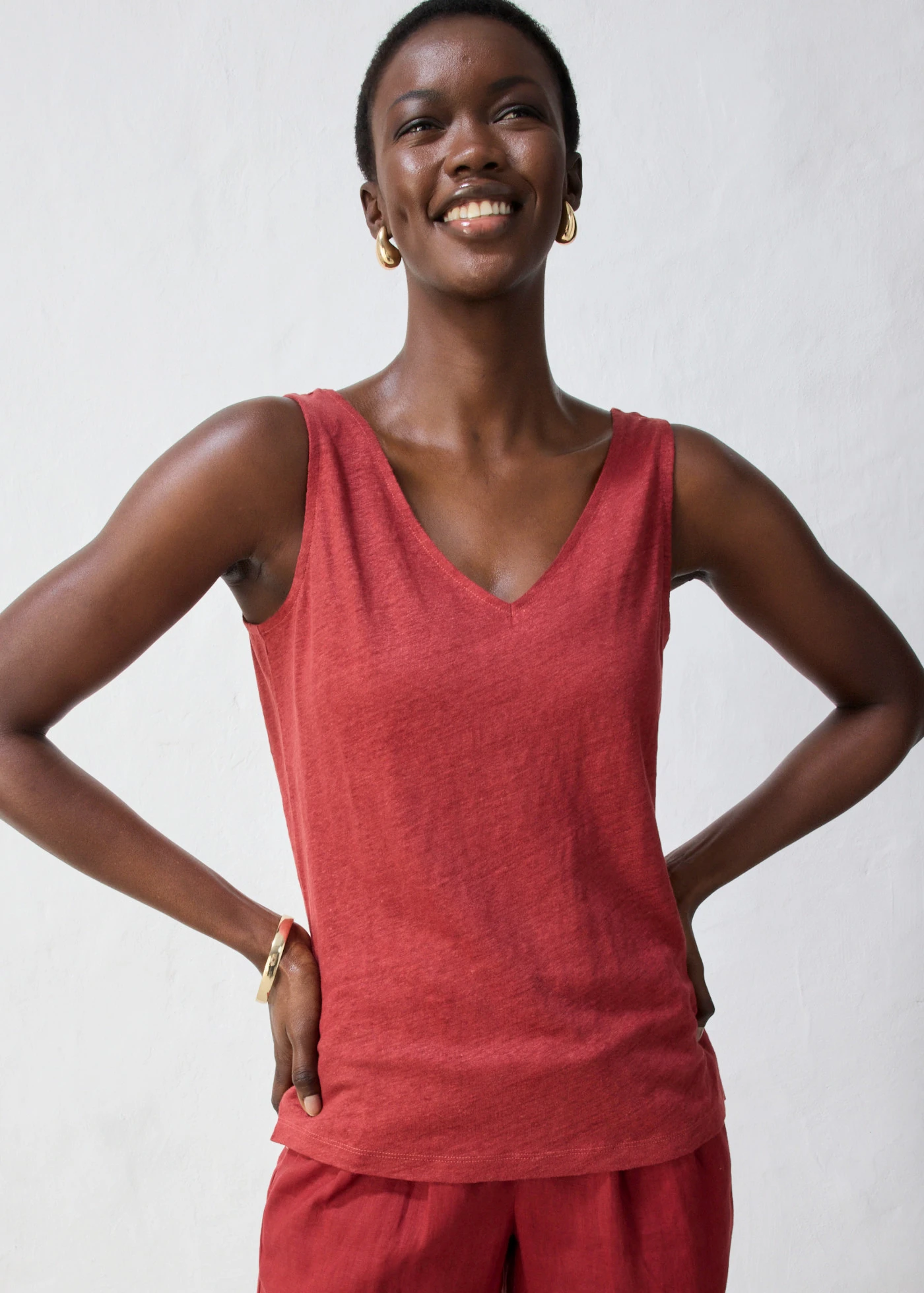 Linnen tanktop • woestijnrood • bonprix online shop