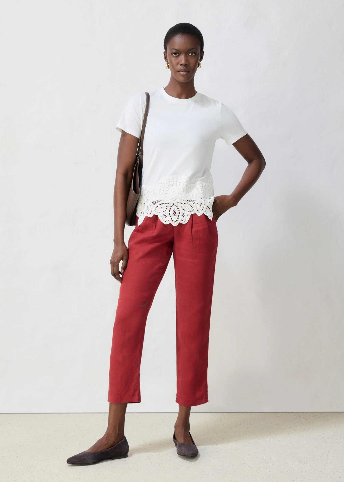 Shirt met zijde en gehaakte kant • wolwit • bonprix online shop