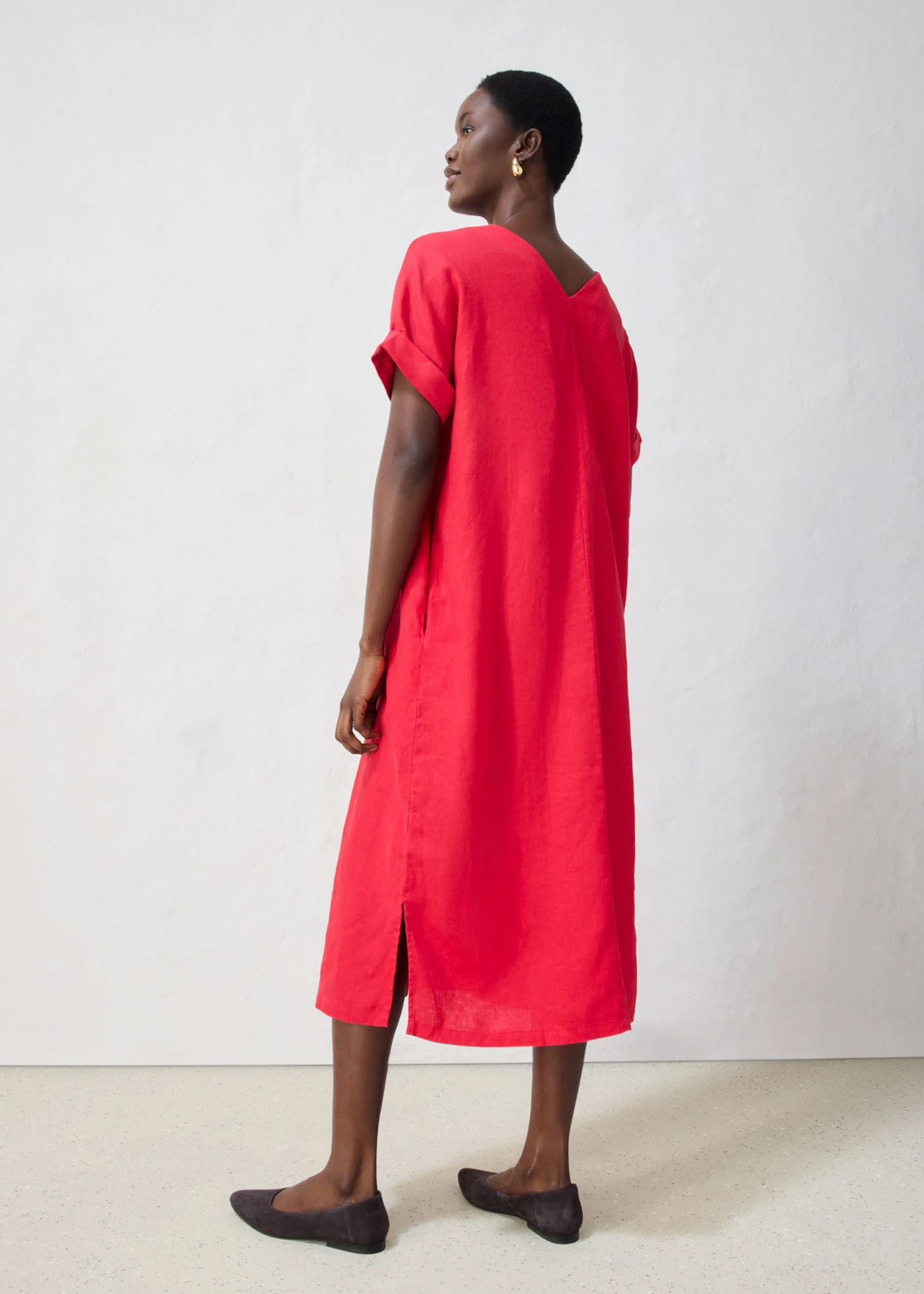 Kaftan jurk van puur linnen • rood • bonprix online shop