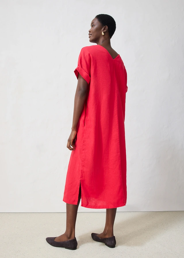 Robe caftan 100 % lin • rouge • product-page.page-title-suffix