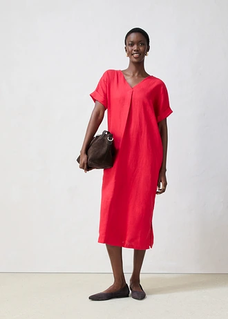 Kaftan jurk van puur linnen • rood • bonprix online shop