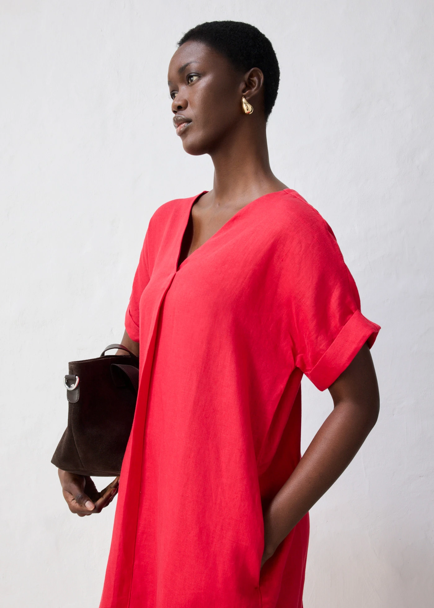 Kaftan jurk van puur linnen • rood • bonprix online shop