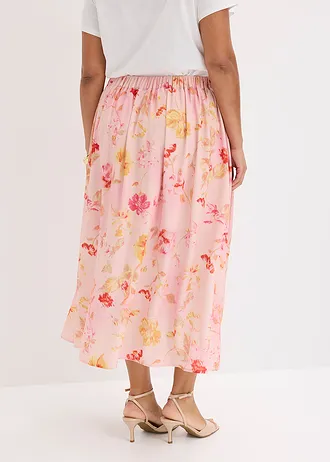 Maxi rok van luchtige crêpe, Kleur: roze-pink gebloemd