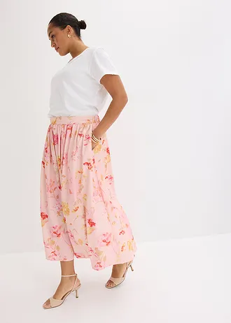 Maxi rok van luchtige crêpe, Kleur: roze-pink gebloemd
