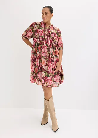 Robe-tunique à dentelle, Couleur: rouge rubis floral