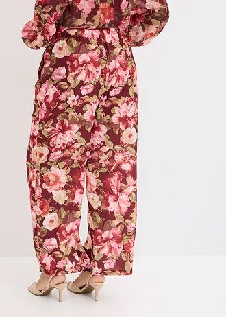 Marlene Dietrich broek, Kleur: robijnrood gebloemd