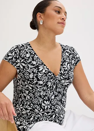 Shirt • zwart-wolwit grafische print plus size • bonprix online shop