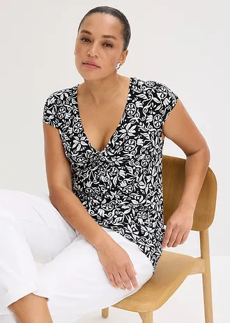 Shirt • zwart-wolwit grafische print plus size • bonprix online shop