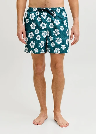 JJ REBEL zwemshort, Kleur: donkergroen gebloemd