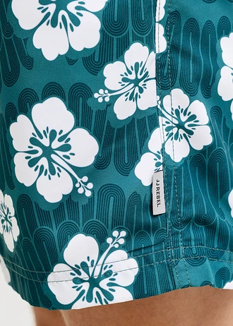 JJ REBEL zwemshort, Kleur: donkergroen gebloemd