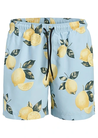 JJ REBEL zwemshort, Kleur: lichtblauw-geel met print