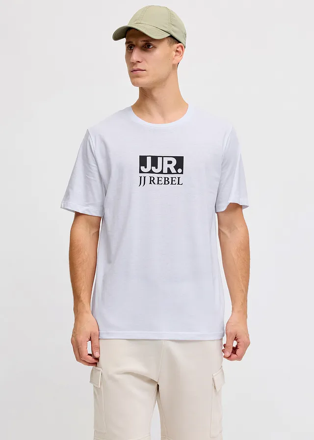 T-shirt JJ REBEL 100% coton, Couleur: blanc imprimé