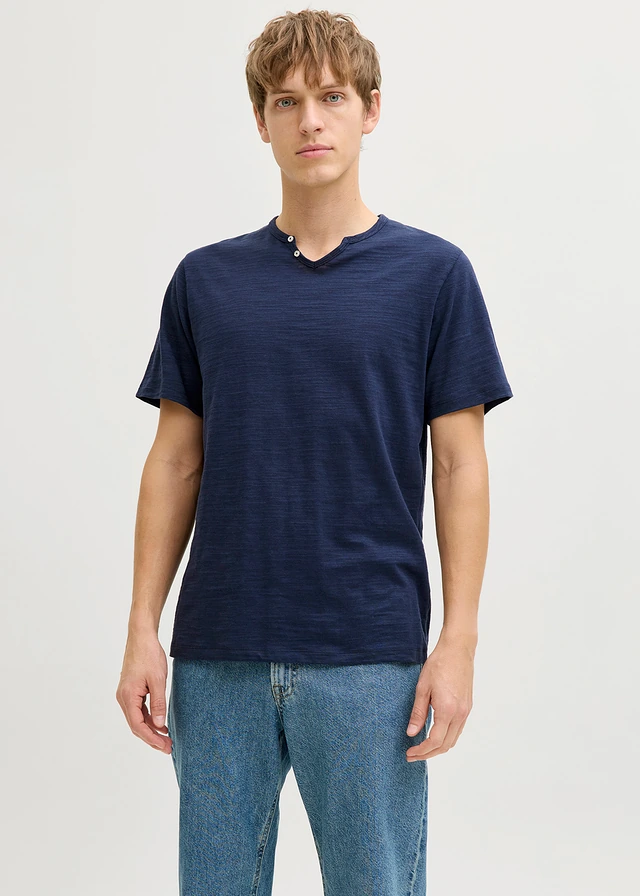 JJ REBEL Henley-shirt van puur katoen • inktblauw • product-page.page-title-suffix