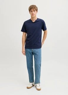 JJ REBEL Koszulka z dekoltem henley z czystej bawełny • niebieski atramentowy • sklep bonprix