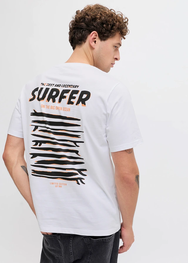T-shirt JJ REBEL 100% coton, Couleur: blanc imprimé