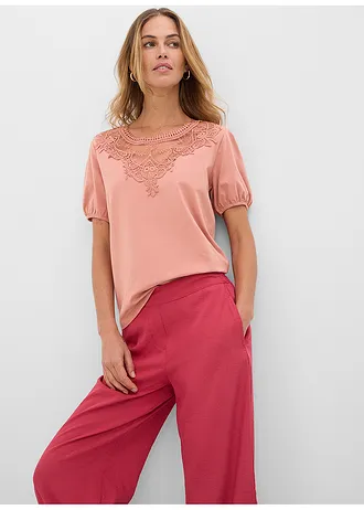 T-shirt en coton extensible, Couleur: marron poudré