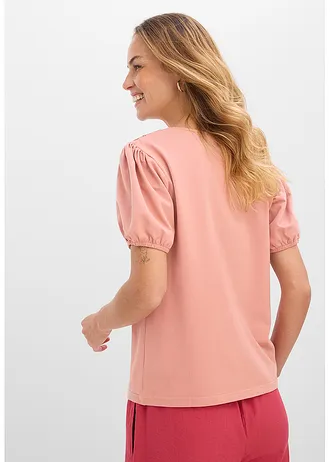 T-shirt en coton extensible • marron poudré • Boutique bonprix