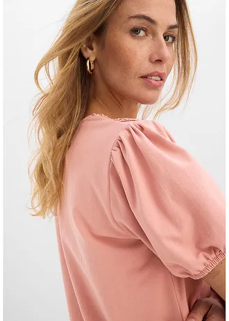 T-shirt en coton extensible • marron poudré • Boutique bonprix