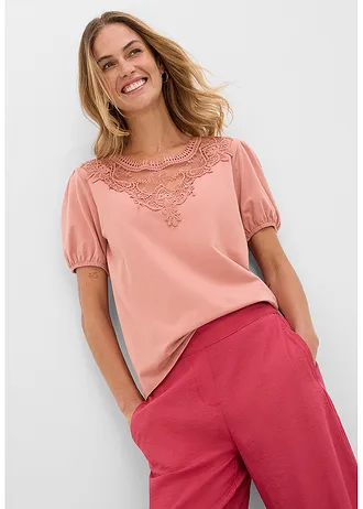 T-shirt en coton extensible • marron poudré • Boutique bonprix