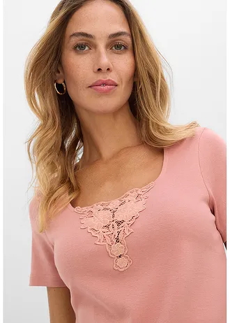 T-shirt z czystej bawełny organicznej • pudrowy brąz • sklep bonprix