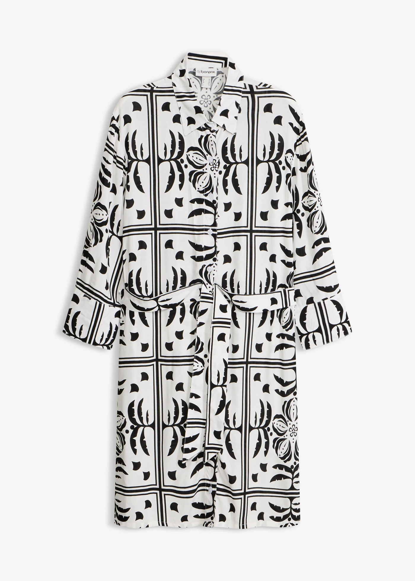 Overhemdjurk van soepele viscose • zwart-wolwit met print • bonprix online shop