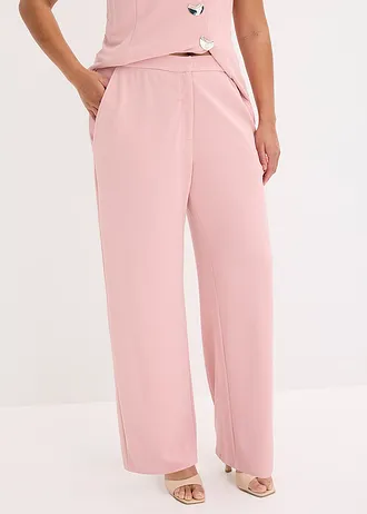 Pantalon large à pinces, Couleur: rose cendré