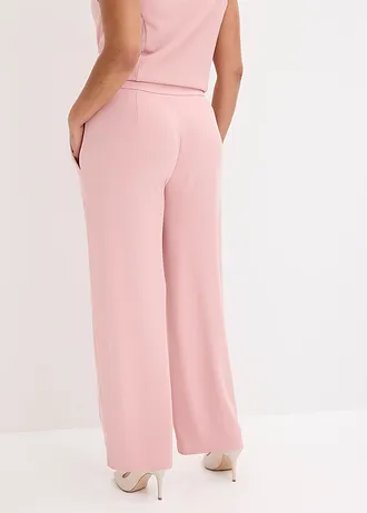 Pantalon large à pinces, Couleur: rose cendré