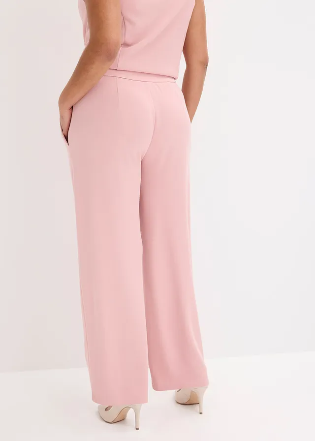 Pantalon large à pinces, Couleur: rose cendré