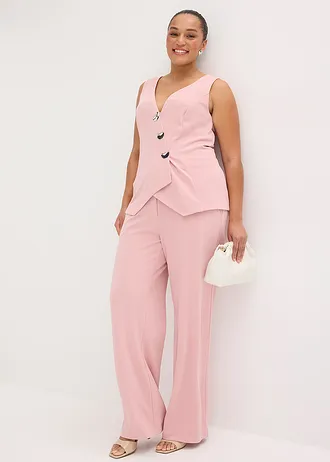 Pantalon large à pinces, Couleur: rose cendré