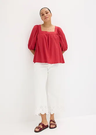Blouse à effet froissé, Couleur: rouge cerise