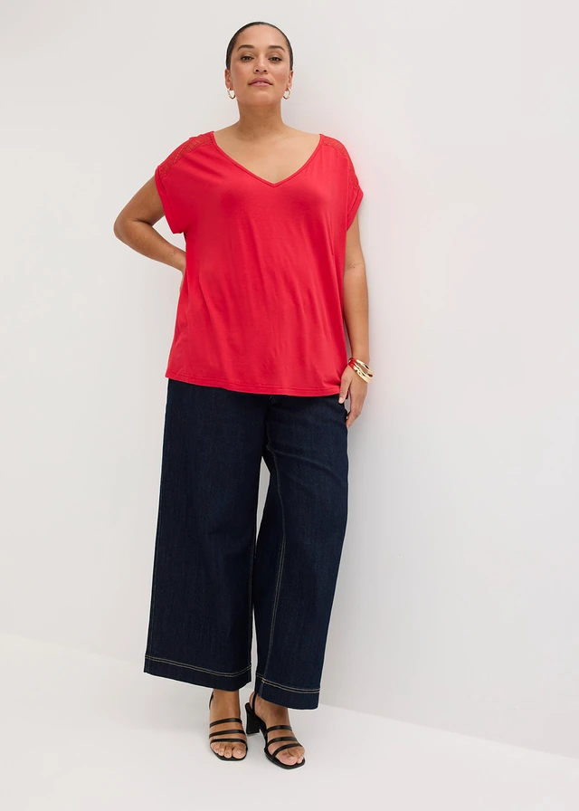 T-shirt doux en viscose extensible, Couleur: rouge