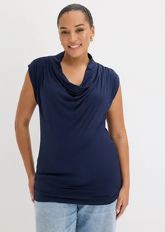 Shirt van viscose-mix, Kleur: donkerblauw
