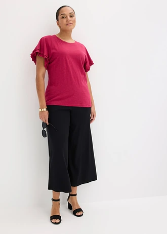 Shirt met opvallende mouwen, Kleur: bessenrood