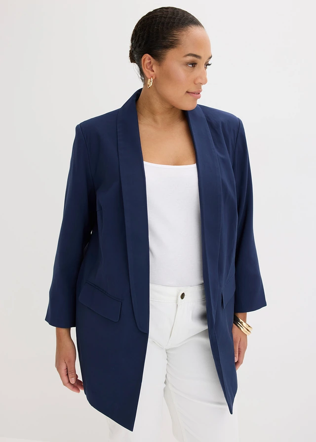 Blazer long, Couleur: bleu foncé