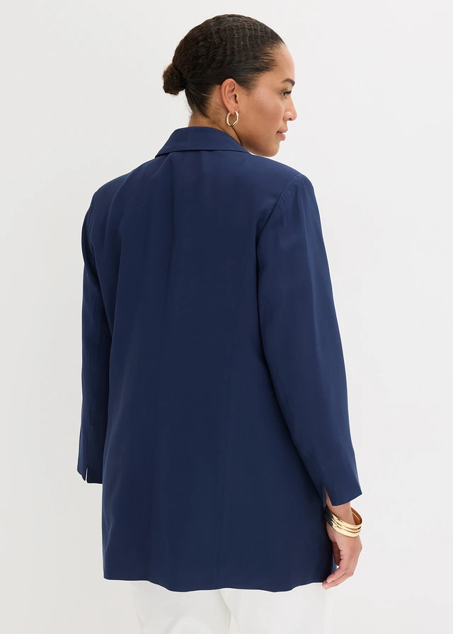 Blazer long, Couleur: bleu foncé
