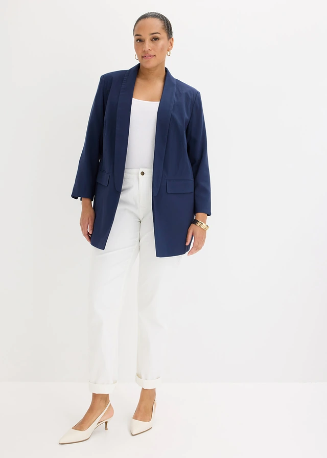 Blazer long, Couleur: bleu foncé