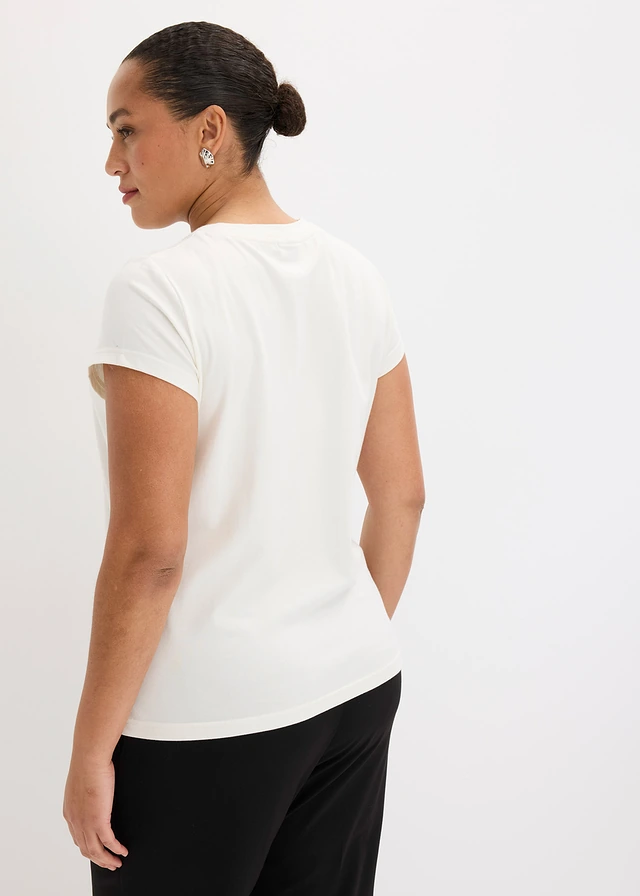 T-shirt en coton extensible, Couleur: écru
